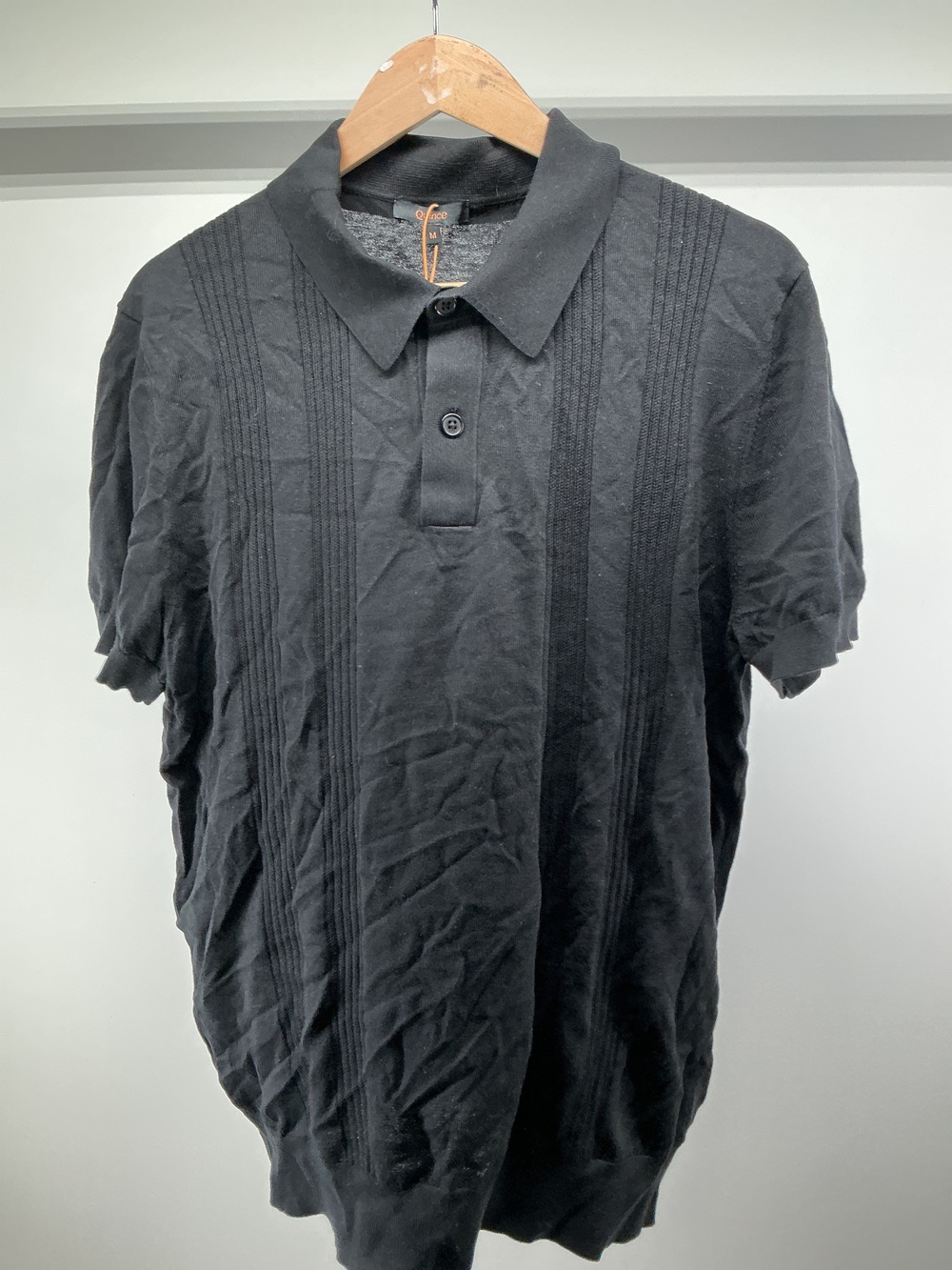 Cotton-Silk Ribbed Short Sleeve Sweater Polo